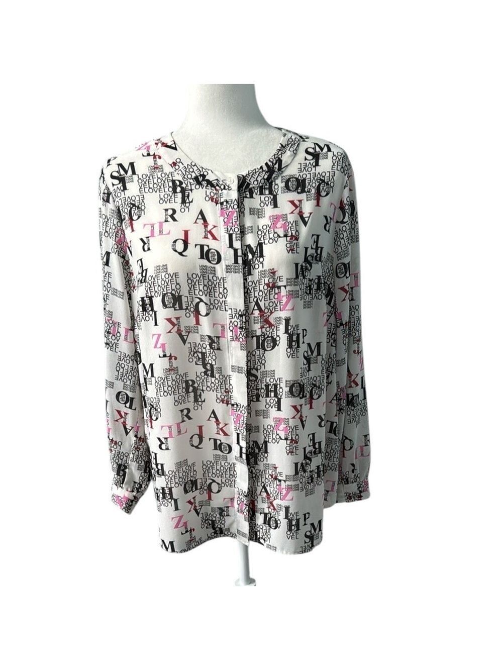 Rachel by Rachel Roy Love Hidden Button Button Down Blouse Size 14